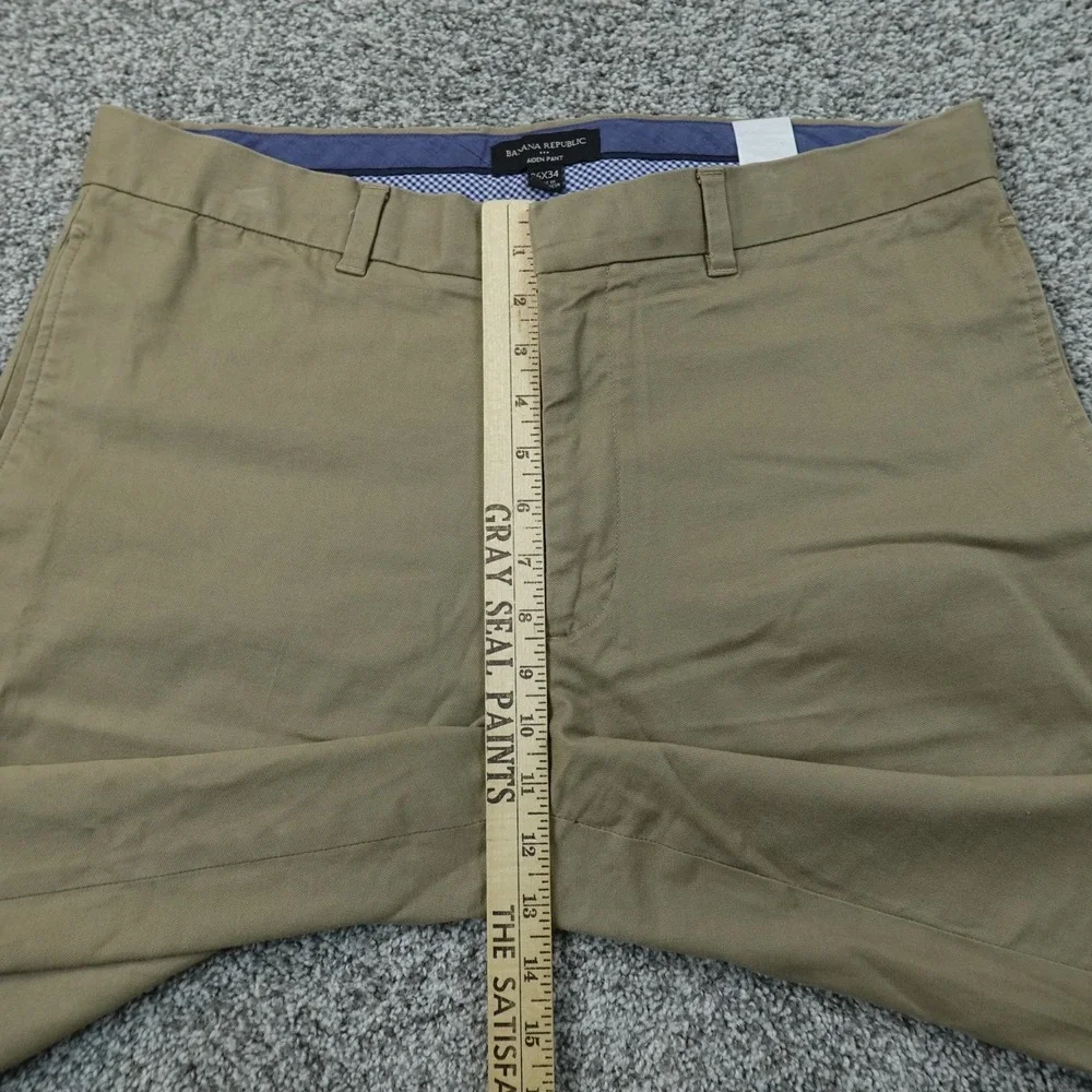Banana Republic Pants Mens 36X34 Beige Brown Chino Trouser Flat Front Stretch